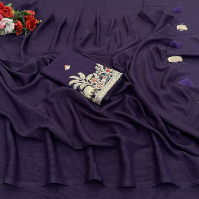 KONICA FAB Self Design Bollywood Georgette Saree(Purple)