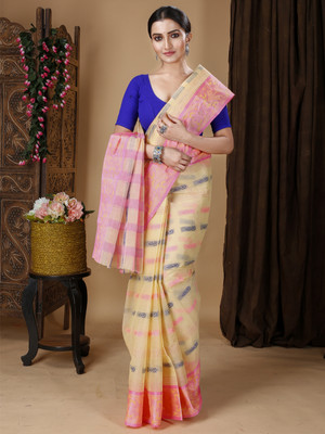 Ruuprekha Woven Tant Pure Cotton Saree(Orange)