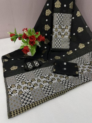 Vastra Ghar Woven Mekhela Chador Cotton Blend Saree(Black)