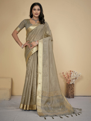 Tasrika Embellished Bollywood Cotton Silk Saree(Grey)