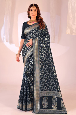 Moda Repido Woven Banarasi Pure Silk Saree(Black)