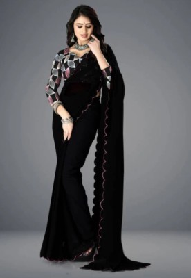 Shyam Fashion Embroidered Bollywood Georgette Saree(Black)