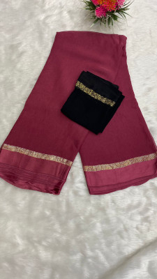 hasti fashion Solid/Plain Bollywood Viscose Rayon Saree(Maroon)