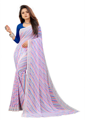 Vedant Vastram Printed Leheria Georgette Saree(Purple)