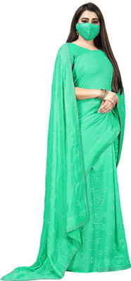 pUNYATHA CREATION Embellished Chanderi Art Silk Saree(Light Green)