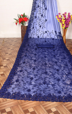 DEVKISONDESIGNER Embroidered Bollywood Net Saree(Blue)