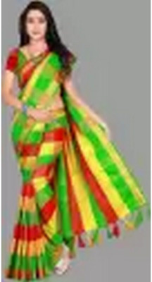 Bhagwati Creation Printed Chettinadu Cotton Blend Saree(Green)