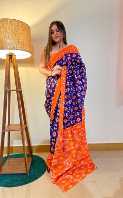 JASU CREATION Printed Handloom Pure Cotton Saree(Blue)