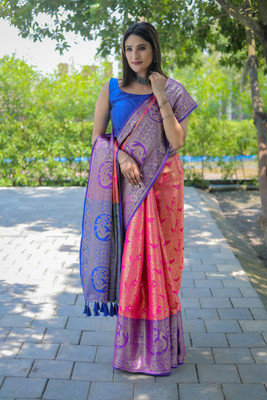Divastri Woven Kanjivaram Silk Blend Saree(Pink)