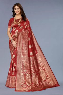 Suntex Woven Kanjivaram Pure Silk Saree(Maroon)