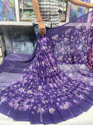 Maruti Creator Printed Bollywood Cotton Silk Saree(Multicolor)