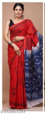 NaiNath Fab Printed Daily Wear Cotton Blend Saree(Red)