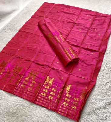 Skiran's Woven Mekhela Chador Tussar Silk Saree(Pink)