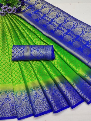 YUGLY Woven Banarasi Jacquard Saree(Light Green)