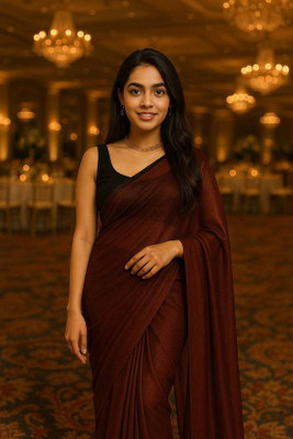 Saubhagyavati Self Design Bollywood Lycra Saree(Maroon)