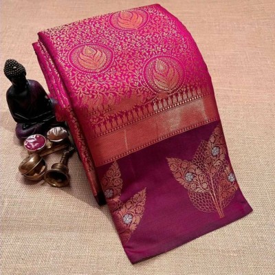 Antraafashion Woven Banarasi Pure Silk Saree(Pink)