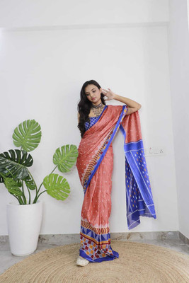 JASU CREATION Printed Handloom Pure Cotton Saree(Purple)