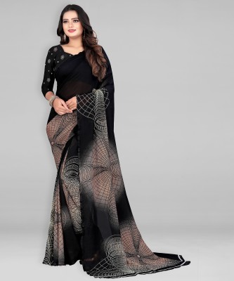 Leelavati Printed Bollywood Georgette Saree(Black)