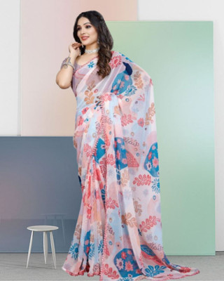 Jayu Digital Print Leheria Georgette Saree(Multicolor)