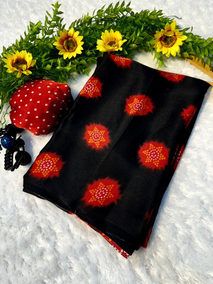 NavinyaVastra Printed Bollywood Silk Blend Saree(Black)