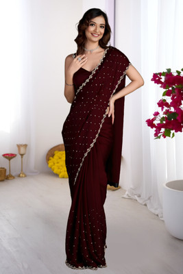 Anjani Textile Polka Print Bollywood Tussar Silk Saree(Maroon)