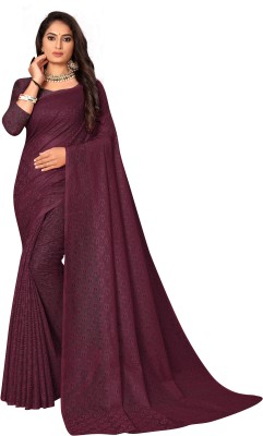 Silkbazar Self Design Bollywood Net Saree(Purple)