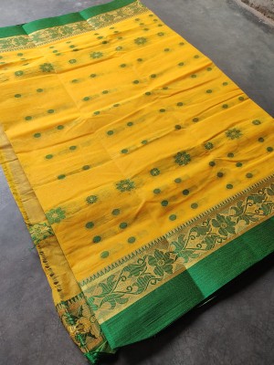 Exclusive Fashion Mart Woven Tant Pure Cotton Saree(Yellow)
