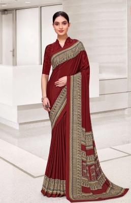 Seeyas Geometric Print Daily Wear Crepe Saree(Maroon)