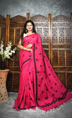 SUDIPTO SAREE HUB Woven Tant Handloom Pure Cotton Saree(Pack of 2, Pink)
