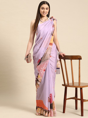 SILK ZONE Digital Print Bollywood Art Silk Saree(Purple)