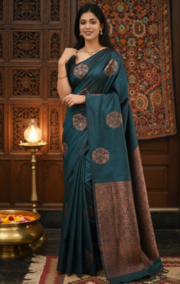 Bindi Woven Banarasi Art Silk Saree(Green)