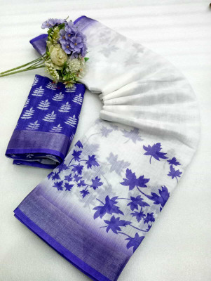 Gajal Self Design Bollywood Linen Saree(Blue)