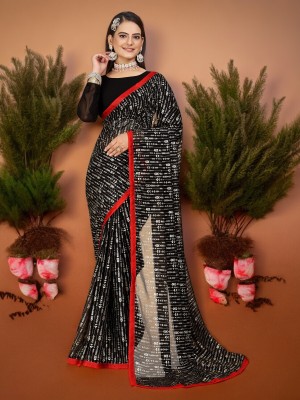 Radhe Fashion Printed Daily Wear Pure Silk Saree(Black)
