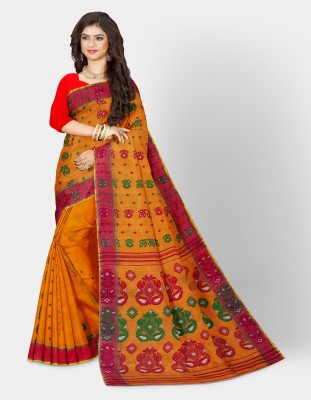 Mayabi Woven Baluchari Pure Cotton Saree(Orange)