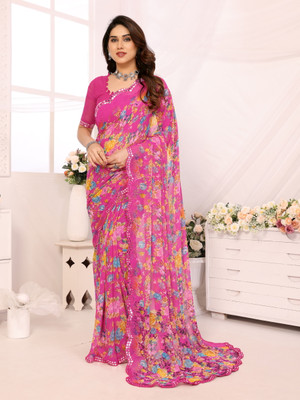 Divastri Printed Bollywood Georgette Saree(Pink)