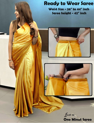 Riddhi textile Hub Dyed Bollywood Chiffon Saree(Gold)