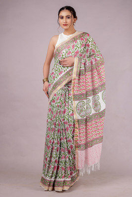 RP CREATION Printed Daily Wear Cotton Linen Saree(Multicolor)
