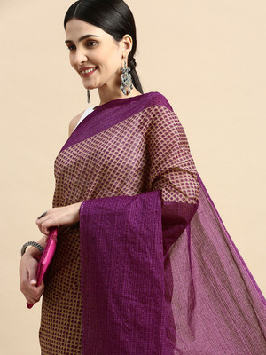 SHANVIKA Printed Daily Wear Pure Cotton Saree(Brown)