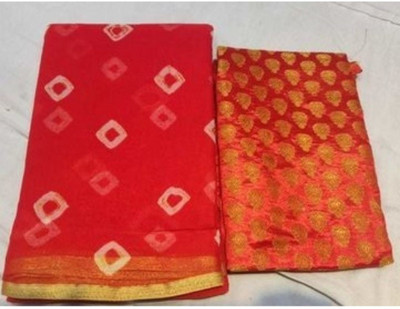 JustEthnic Printed Bandhani Chiffon Saree(Orange)