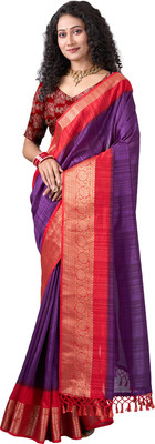 nirmal creation Embellished Banarasi Jacquard Saree(Red)