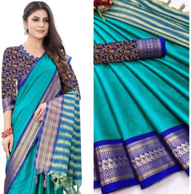 LASFIRA FASHION Solid/Plain Bollywood Dupion Silk Saree(Green)