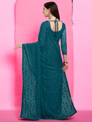 NEXA Self Design Bollywood Net Saree(Blue)