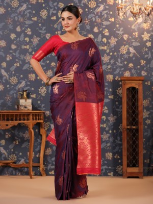 House of Pataudi Woven Banarasi Silk Blend Saree(Multicolor)