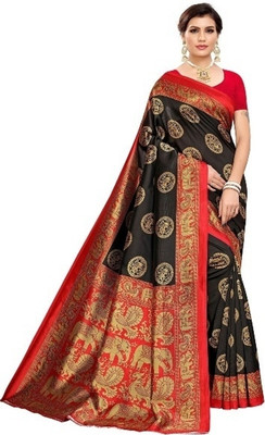 Saadhvi Self Design Daily Wear Lycra Blend Saree(Black)