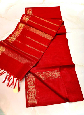 Zafren Handloom Woven Bhagalpuri Cotton Silk Saree(Red)