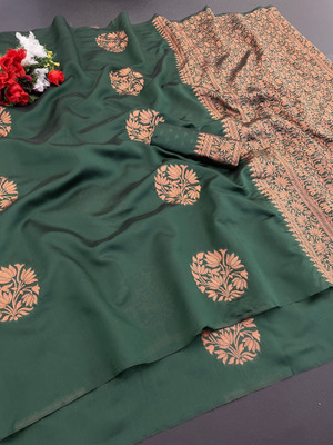 YASHIKA Woven, Printed Banarasi Cotton Silk, Jacquard Saree(Green)