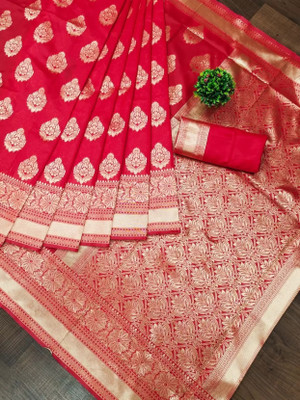 signagraph Woven Kanjivaram Satin, Tussar Silk Saree(Red)