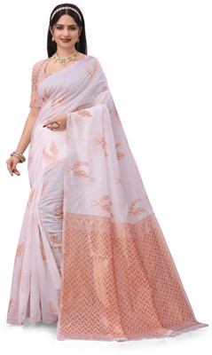 RIDHHI SALES Digital Print Banarasi Georgette Saree(White)