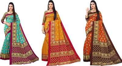 Vimalnath Synthetics Printed Bollywood Art Silk Saree(Pack of 3, Multicolor)