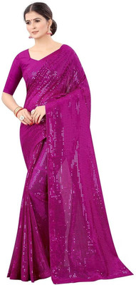 VKARAN Embellished Bollywood Georgette Saree(Magenta)